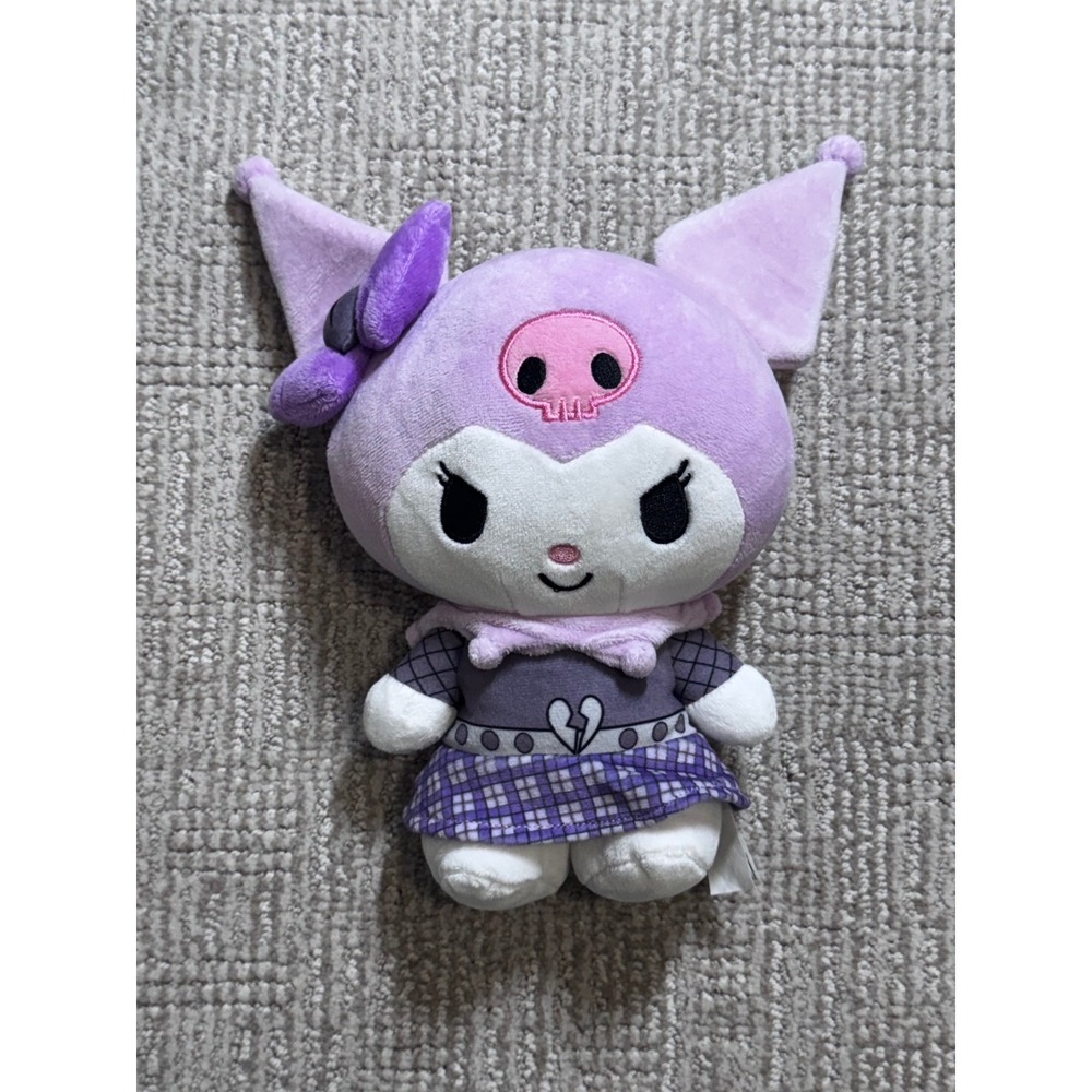 Sanrio Kuromi Plush Purple Plaid Outfit Hello Kitty and Friends 9 Inch 2024 NWOT
